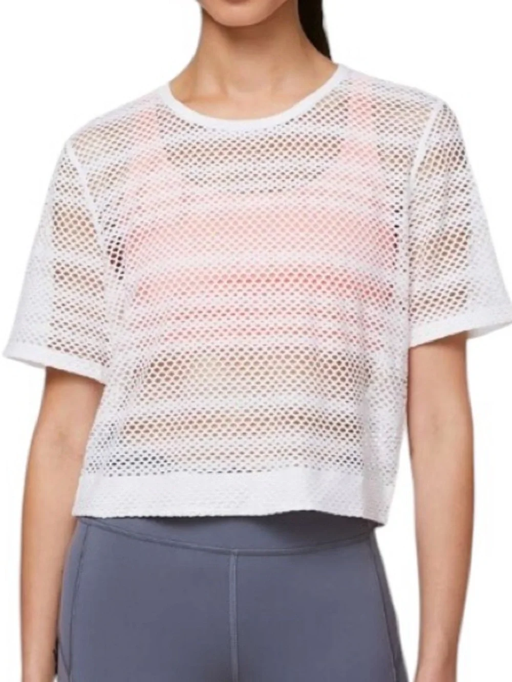 Lululemon Sweat Your Heart Out Short Sleeve Cropped White Fits Like Small